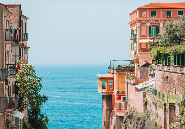 View of the street in Sorrento, Italy.