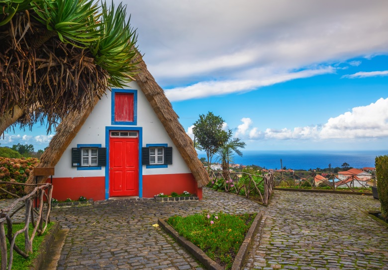 Traditional house in the village of Santana, Madeira island, Portugal